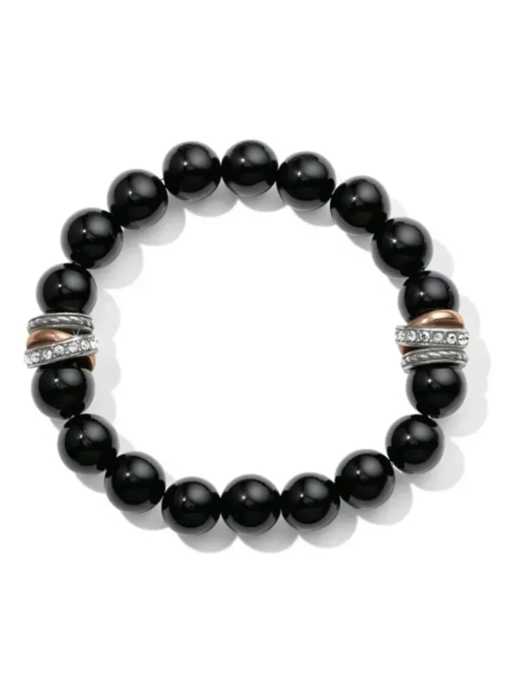 🌹🆕Brighton Neptune's Rings Black Agate Stretch Bracelet   NWT